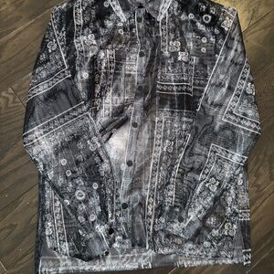 Zara Men’s Long Sleeve Mesh Cotton Shirt with Bandana Print